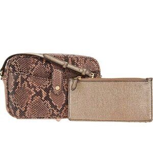 G.I.L.I. Sienna Leather Snakeskin Crossbody Bag with Removable Pouch